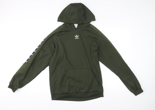 Adidas Men’s Green Pullover Hoodie Small Logo Sportswear Fleece