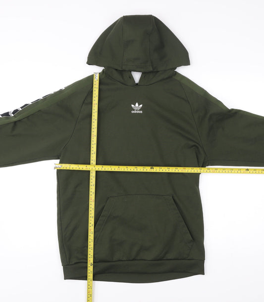 Adidas Men’s Green Pullover Hoodie Small Logo Sportswear Fleece