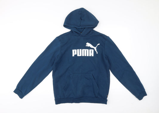 Puma Boys Blue Pullover Hoodie 15-16 Years Logo Sportswear