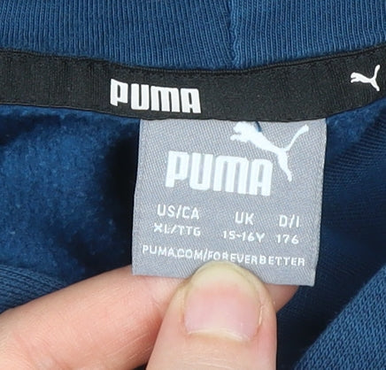 Puma Boys Blue Pullover Hoodie 15-16 Years Logo Sportswear