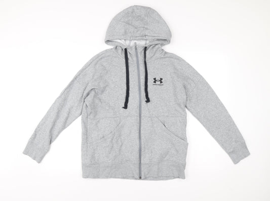 Under Armour Men’s Grey Full Zip Hoodie Size S Relaxed Fit Logo