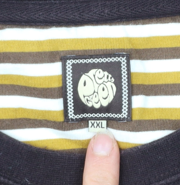 Pretty Green Mens 2XL Black Sweatshirt Stripe Logo Pullover Long Sleeve