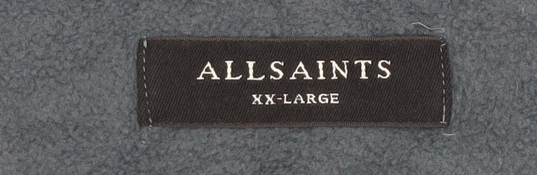 AllSaints Men’s Blue 2XL Cotton Pullover Sweatshirt Crew Neck Logo