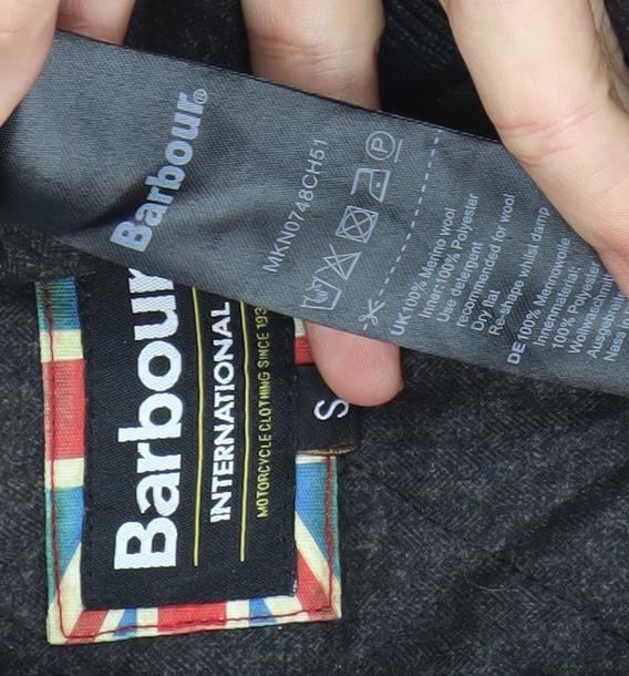 Barbour Men’s Black Wool Full Zip Jacket Size S Casual Knitwear