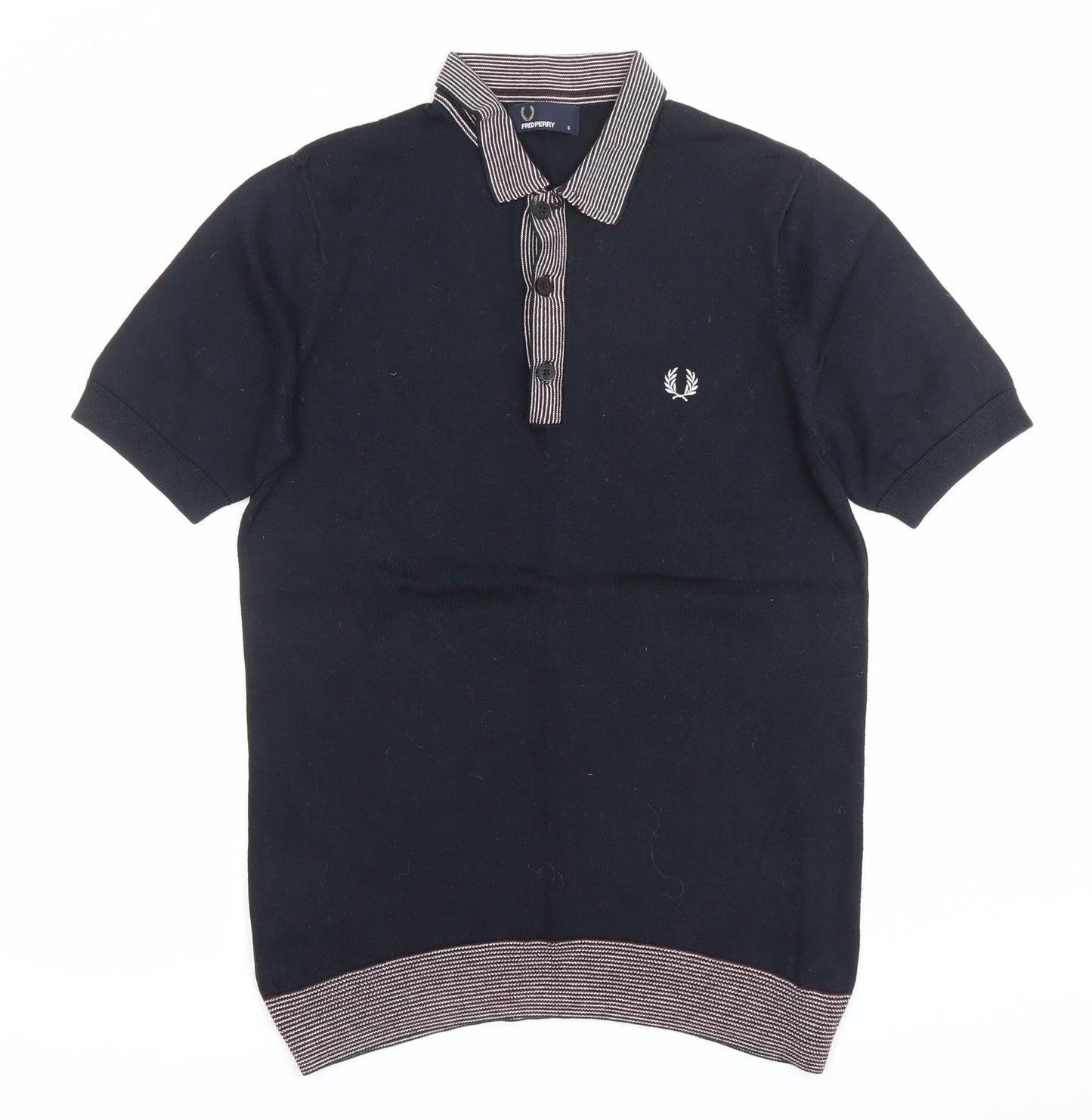 Fred Perry Men’s Black Cotton Polo Shirt Size S Regular Fit