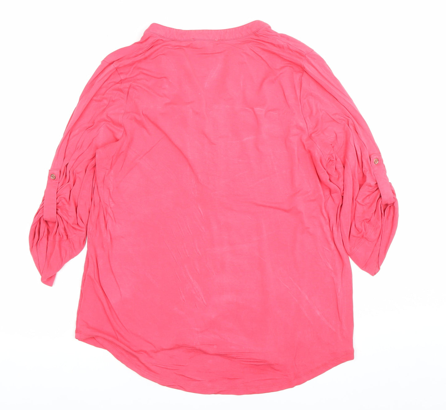 Calvin Klein Womens Pink Tunic Blouse Size M 3/4 Sleeve Zip Front