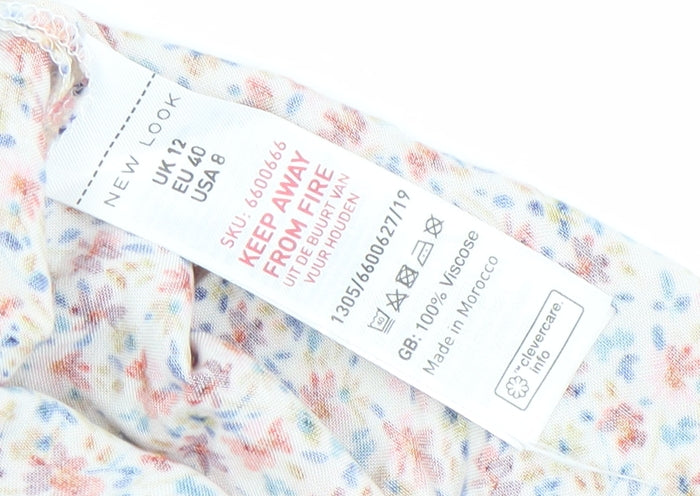 New Look Women’s Multicoloured Floral A-Line Puff Sleeve Dress Size 12