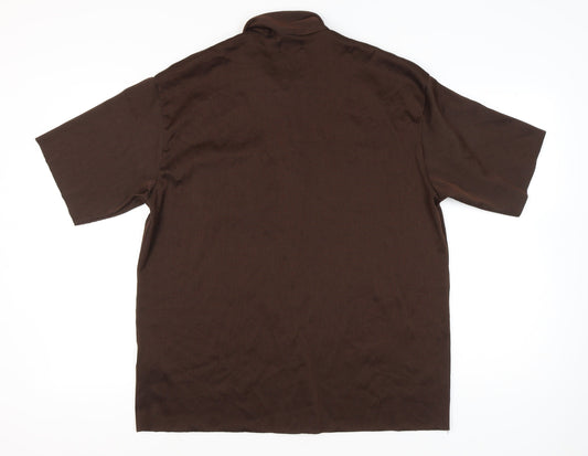 Jack & Jones Men’s Brown XL Short Sleeve Striped Button-Up Shirt