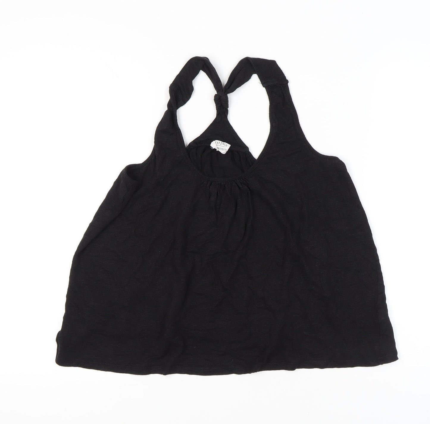 FatFace Womens Black Linen Tank Top Size 18 Scoop Neck Casual Summer