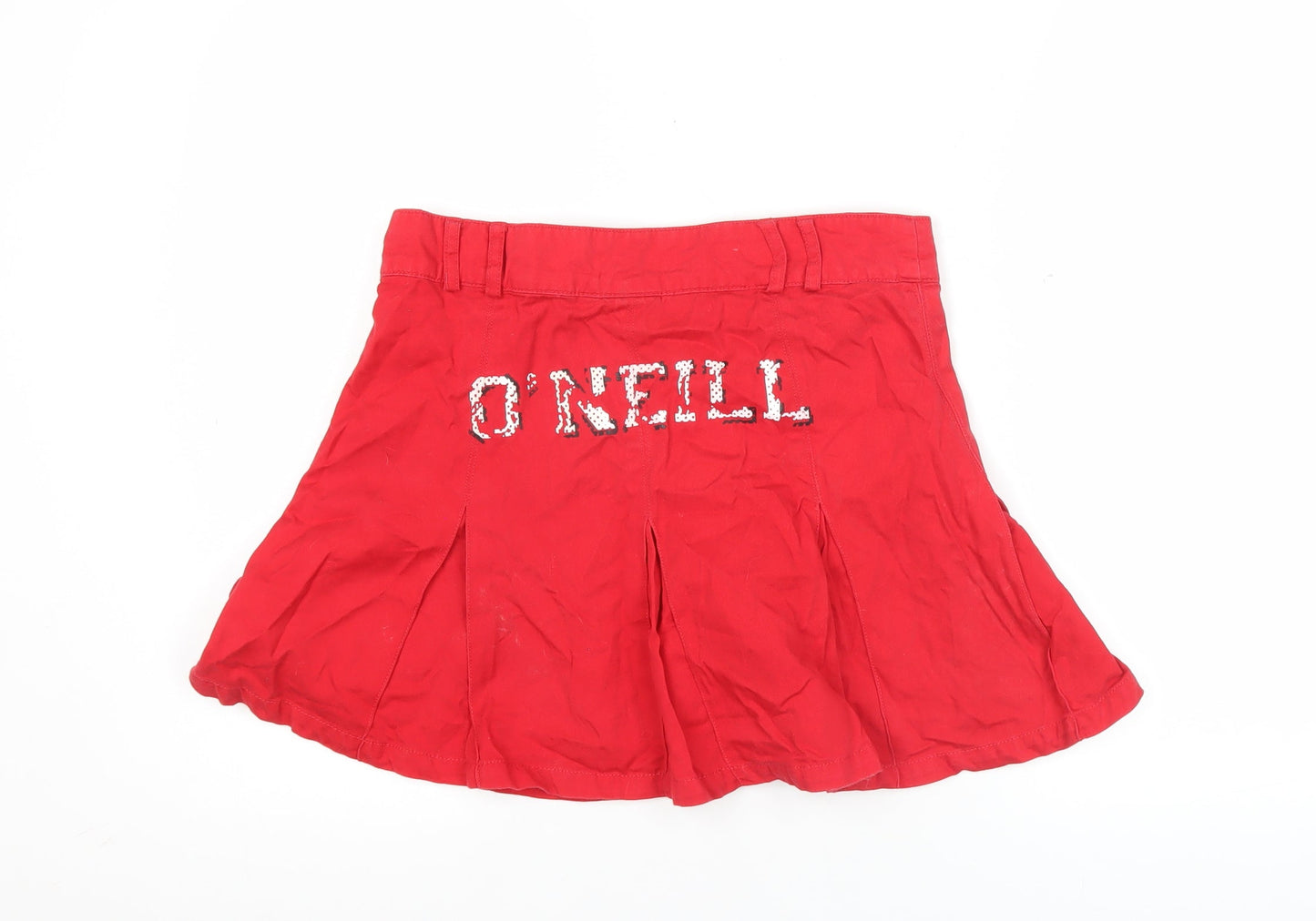 O'Neill Womens Red Sequin Logo Pleated Short Skirt Size S Casual
