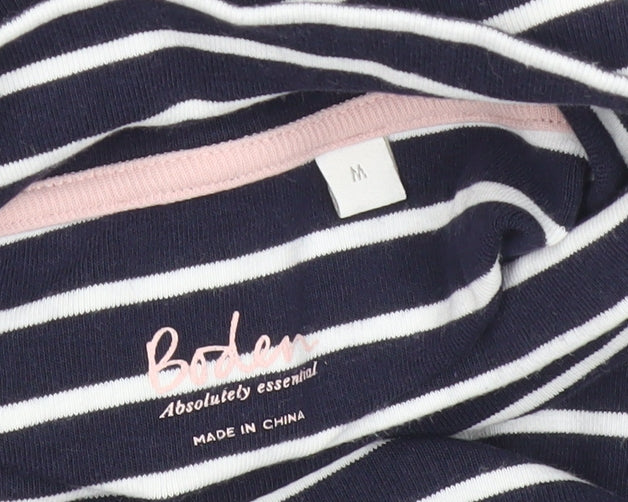 Boden Women’s Blue White Striped Roll Neck Long Sleeve T-Shirt M