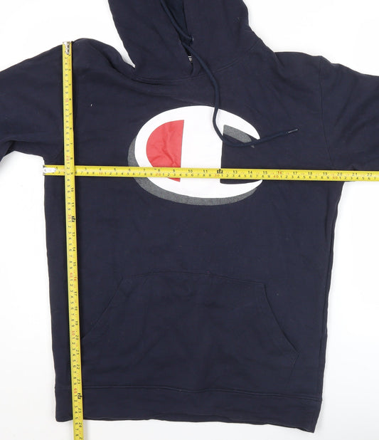 Champion Men’s Blue Pullover Hoodie Large Graphic Print Logo
