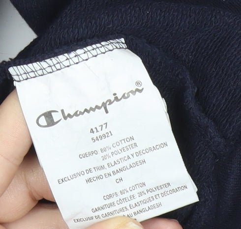 Champion Men’s Blue Pullover Hoodie Large Graphic Print Logo