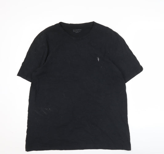 AllSaints Men's Black 2XL Regular Fit Cotton Crew Neck T-Shirt
