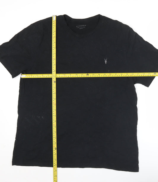 AllSaints Men's Black 2XL Regular Fit Cotton Crew Neck T-Shirt