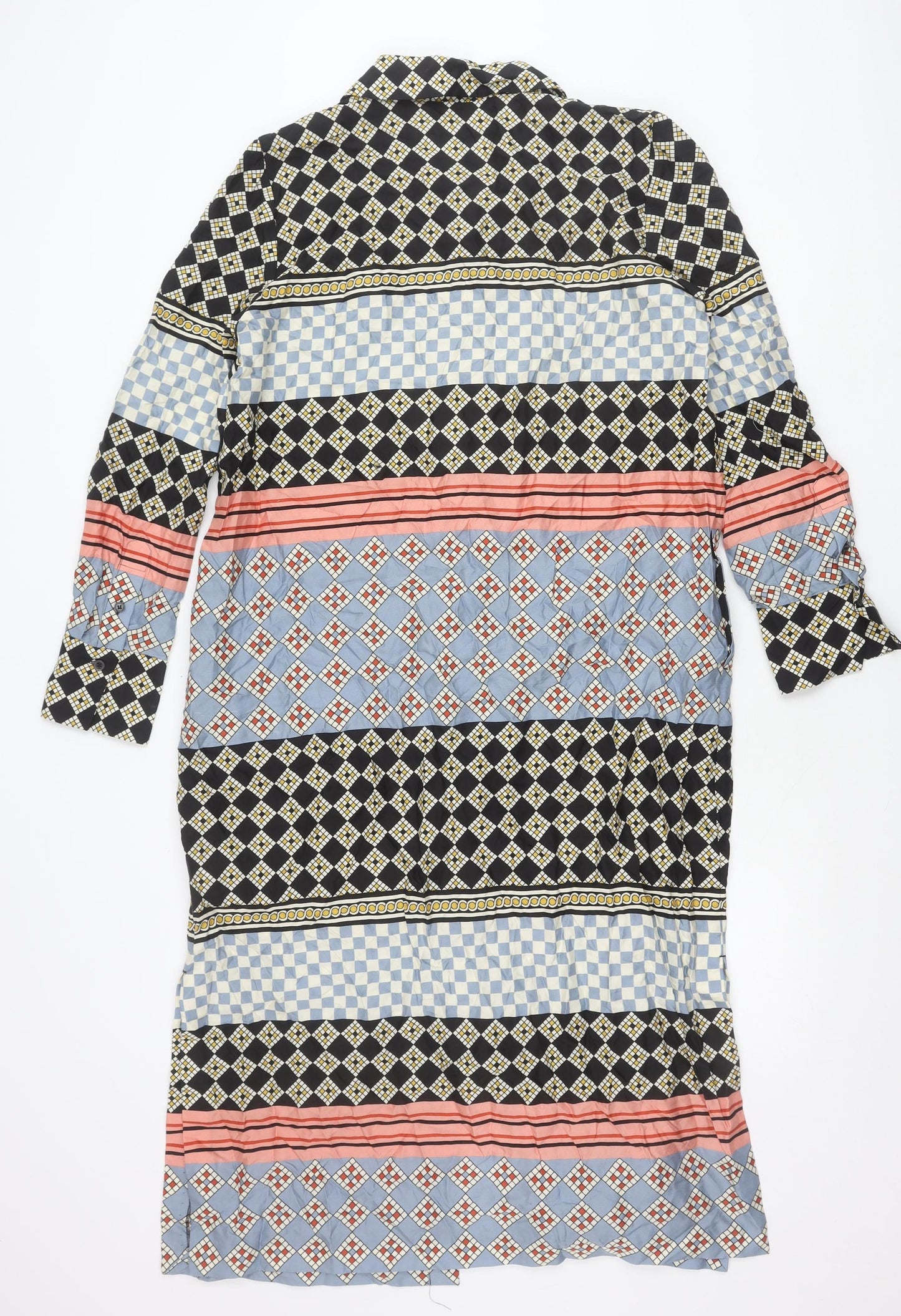 Jaeger Womens Multicoloured Geometric Shirt Dress Size 12 Lyocell