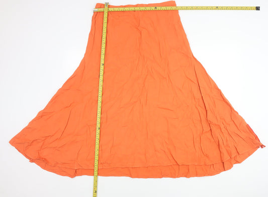 COS Womens Orange Long A-Line Viscose Skirt Size 14