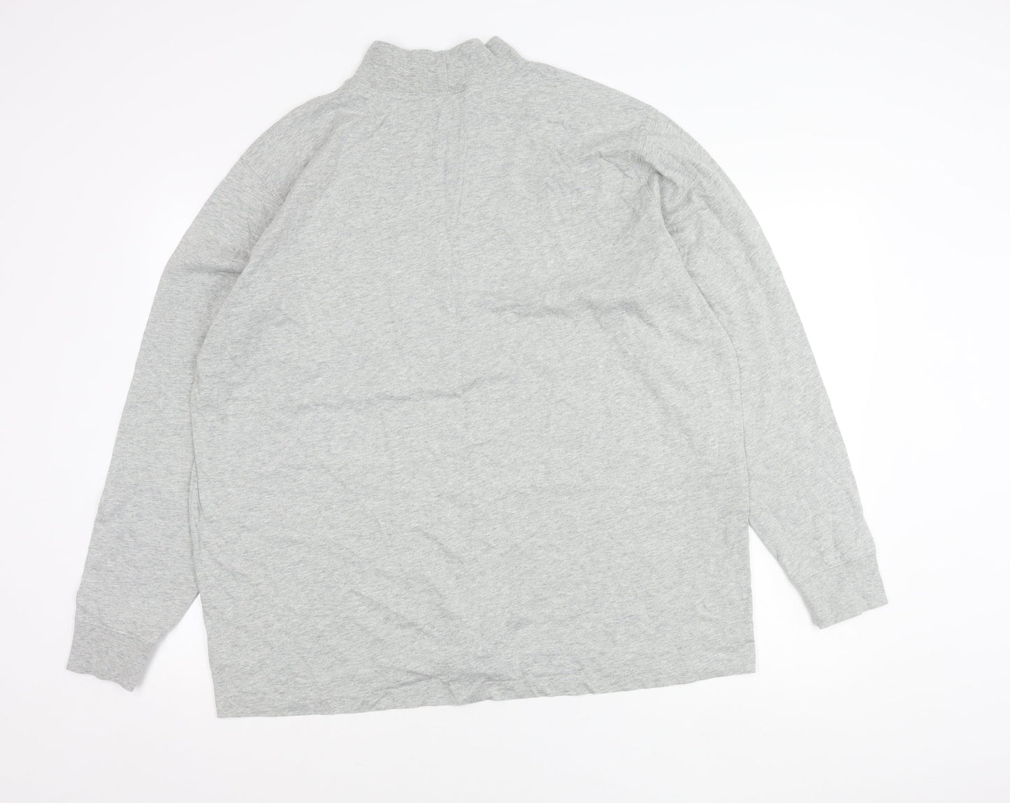 Lands' End Men's Grey XL Mock Neck Cotton Pullover Jumper
