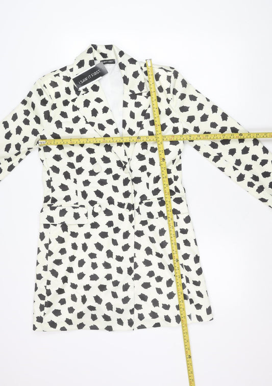 I Saw It First Womens White Dalmatian Print Blazer Size 8