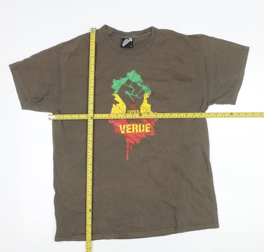 Last Exit To Nowhere Men’s Brown Graphic T-Shirt L Retro Viva Verde