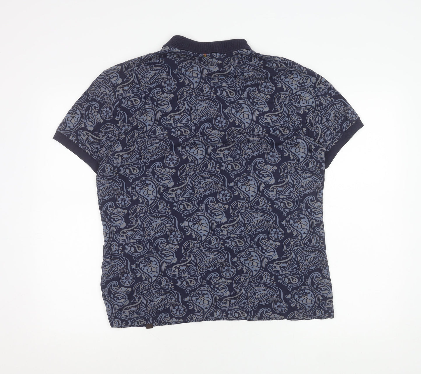 Pretty Green Mens Blue Paisley Cotton Polo Shirt Size M