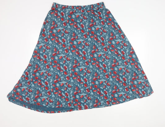 Seasalt Cornwall Women’s Blue Floral Midi A-Line Skirt UK 12