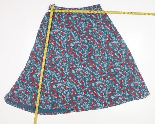 Seasalt Cornwall Women’s Blue Floral Midi A-Line Skirt UK 12