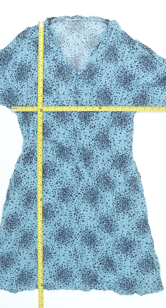 Boden Womens Blue Floral A-Line Knee Length Dress UK 14 Viscose