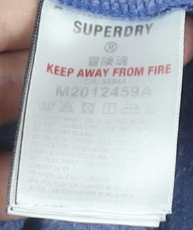 Superdry Mens Blue Pullover Hoodie M Adventure Graphic Logo