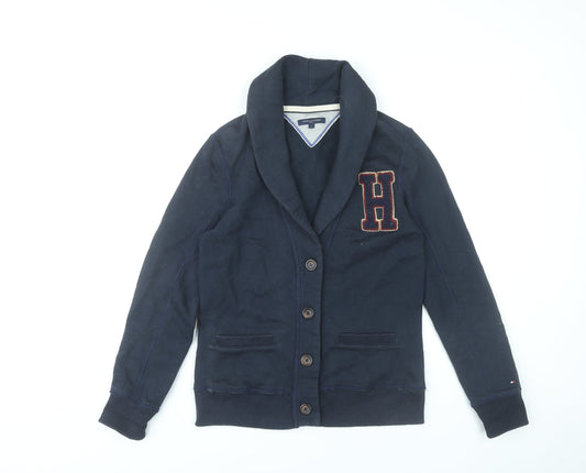 Tommy Hilfiger Men’s Blue Cardigan Sweater Small Collared Logo