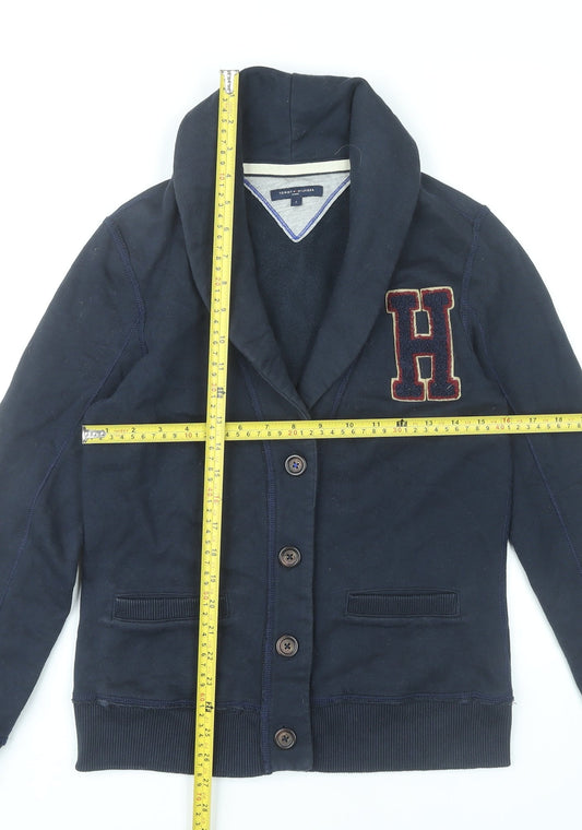 Tommy Hilfiger Men’s Blue Cardigan Sweater Small Collared Logo