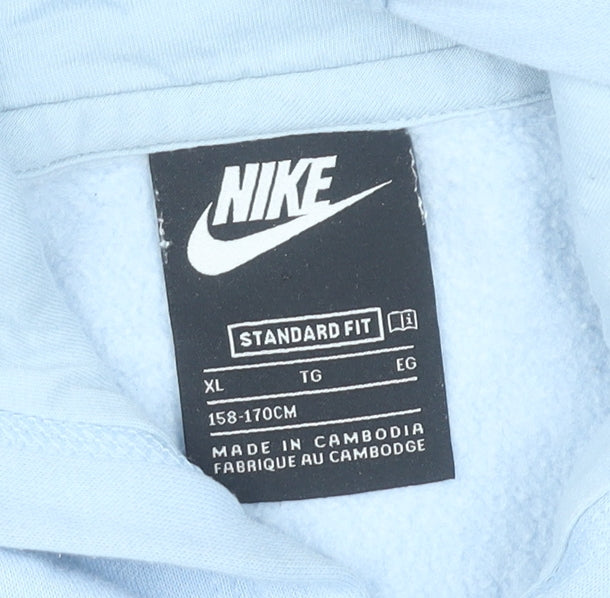 Nike Boys Blue Pullover Hoodie XL 158-170cm Fleece Cotton Blend