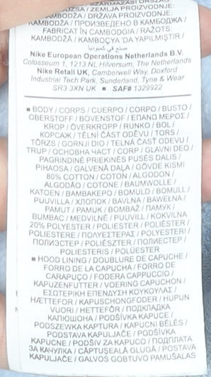 Nike Boys Blue Pullover Hoodie XL 158-170cm Fleece Cotton Blend