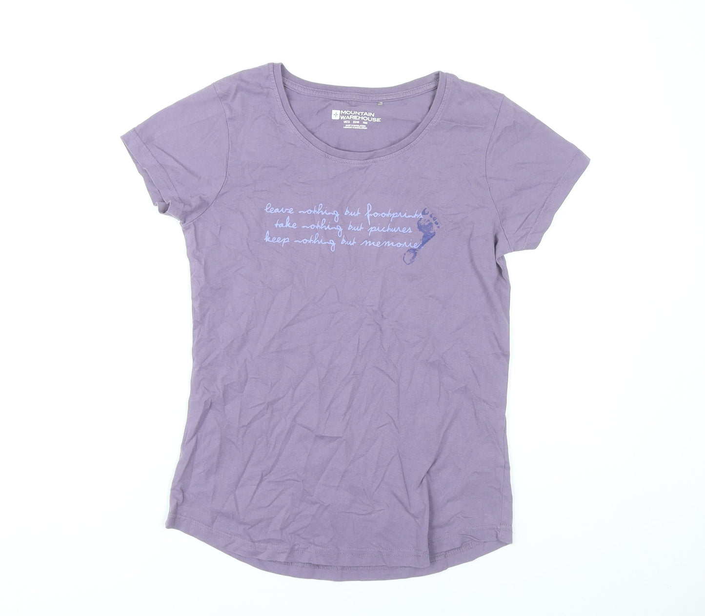 Mountain Warehouse Womens Purple Cotton T-Shirt Size 12 Casual Short Sleeve