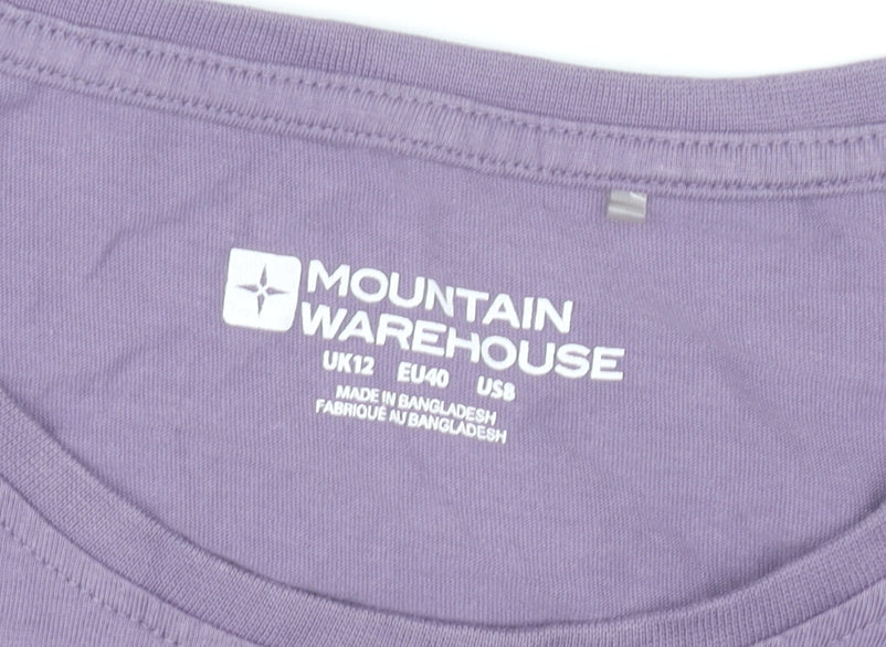 Mountain Warehouse Womens Purple Cotton T-Shirt Size 12 Casual Short Sleeve