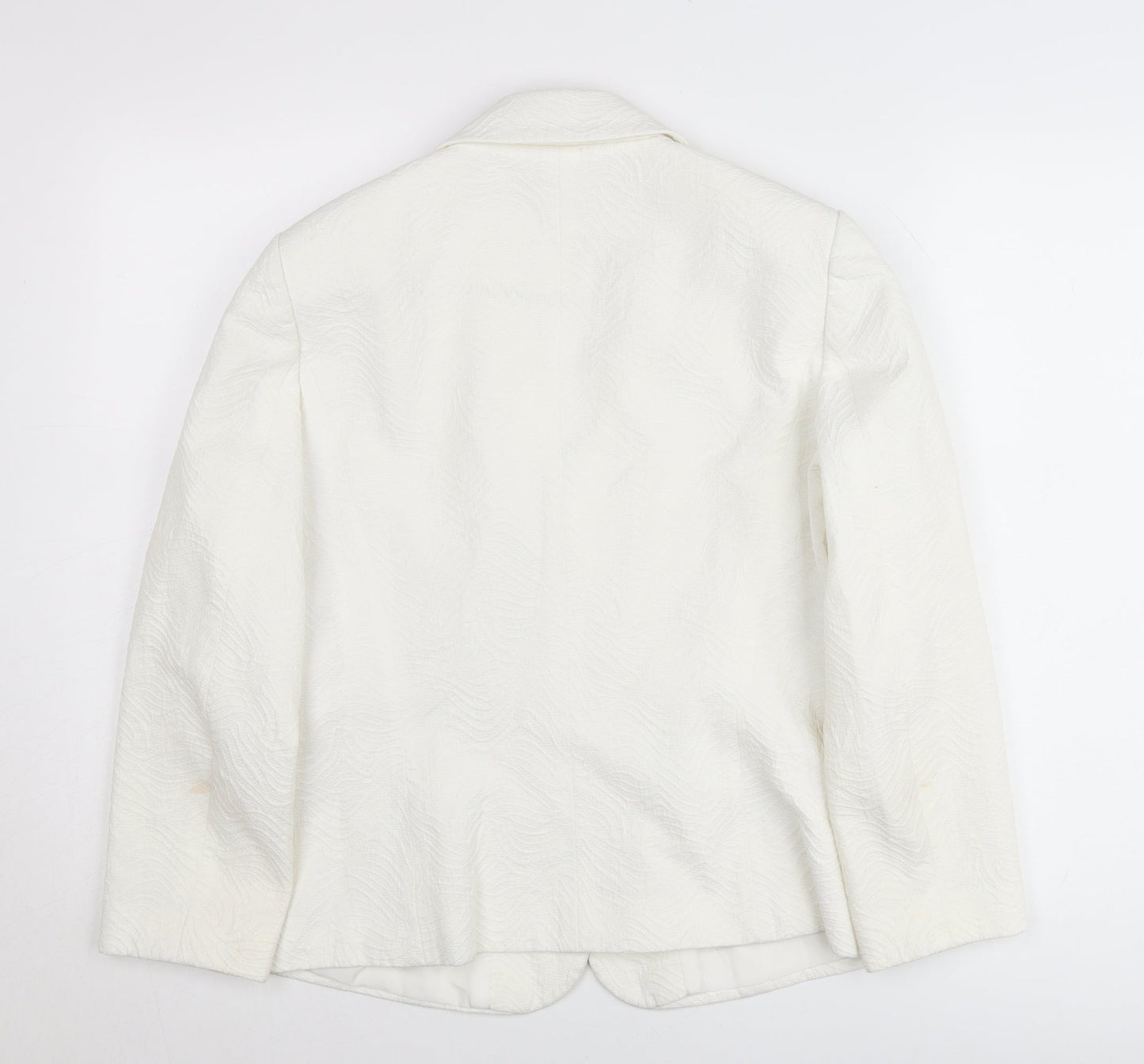 Jaeger Womens White Size 14 Blazer Jacket Cotton Blend Workwear