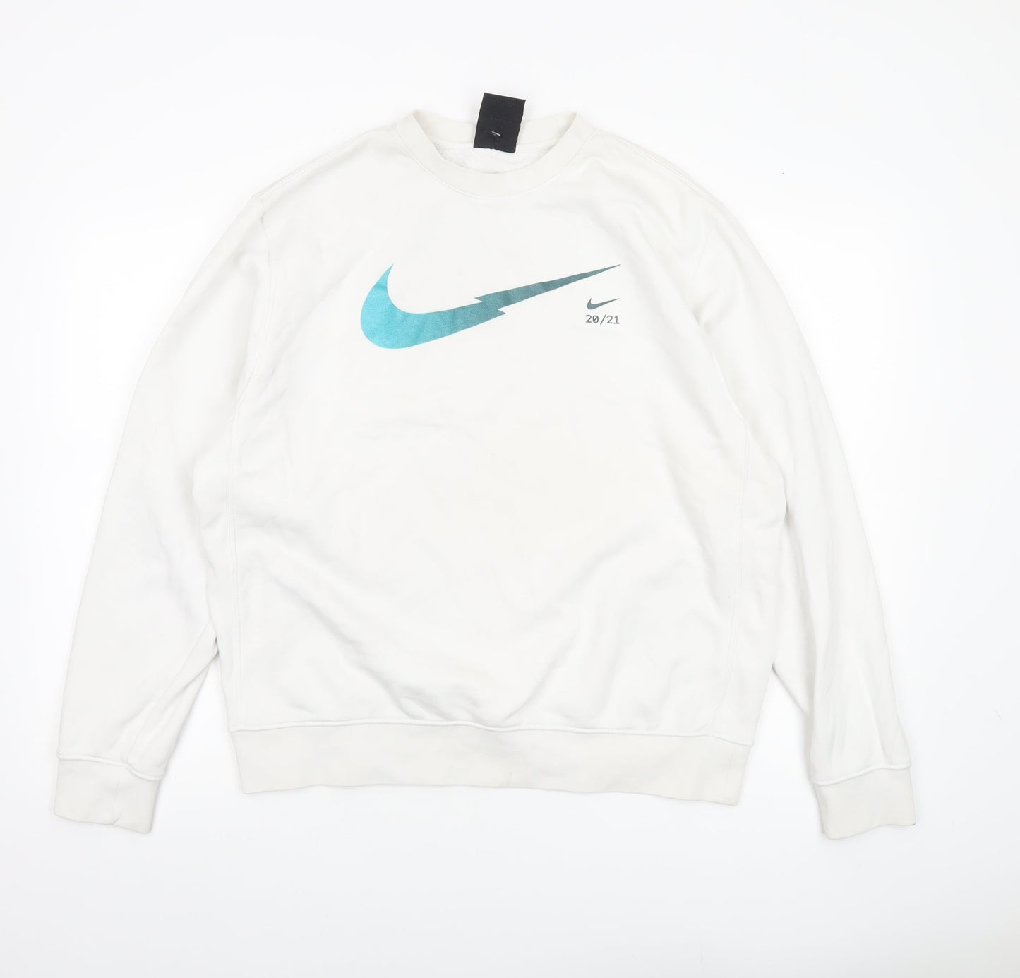 Nike Men’s White Graphic Pullover Sweatshirt Size M Crew Neck Sportswear