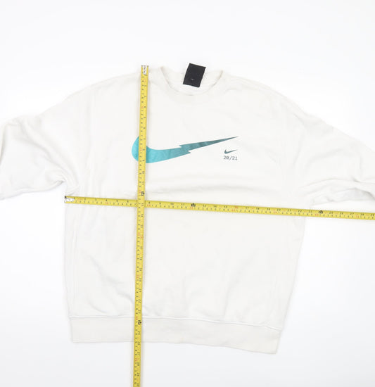 Nike Men’s White Graphic Pullover Sweatshirt Size M Crew Neck Sportswear