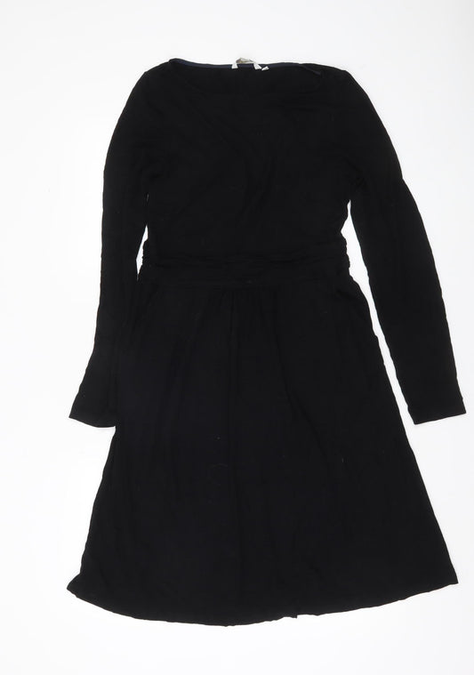 Boden Women’s Black Fit & Flare Knee Length Dress UK 12R Long Sleeve