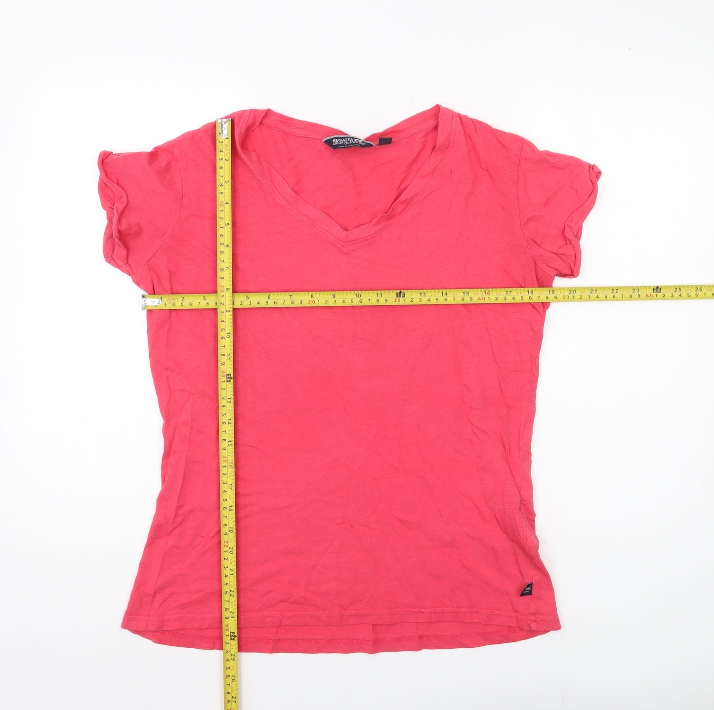 Regatta Womens Pink V-Neck Cotton T-Shirt Size 12 Casual Lightweight