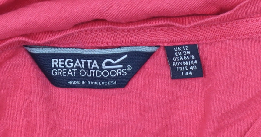 Regatta Womens Pink V-Neck Cotton T-Shirt Size 12 Casual Lightweight