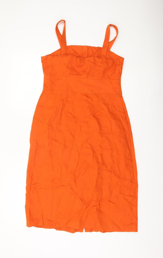 Boden Women’s Orange Linen Button Front Sundress Size 8