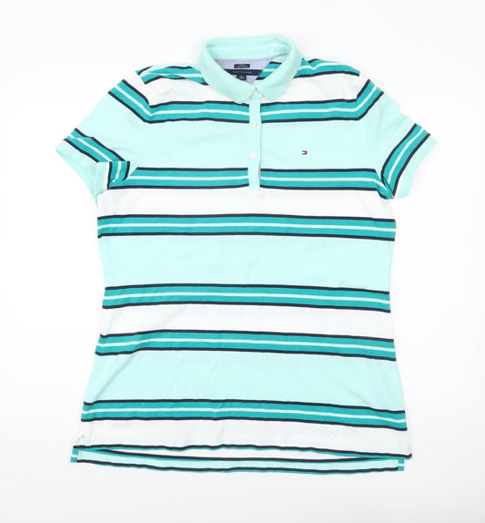 Tommy Hilfiger Women’s XL Striped Polo Shirt Multicoloured Classic Fit