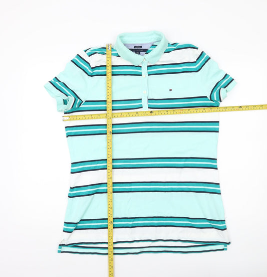 Tommy Hilfiger Women’s XL Striped Polo Shirt Multicoloured Classic Fit