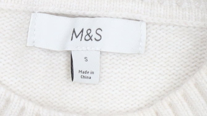 Marks and Spencer Womens Ivory Star Jumper Pullover Small Wool Blend