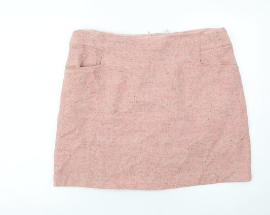 Joules Women’s Pink Wool Blend Tweed Pencil Skirt Size 18