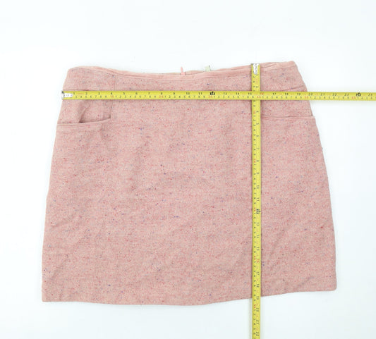 Joules Women’s Pink Wool Blend Tweed Pencil Skirt Size 18
