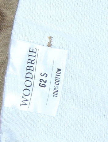 Brand and care label for WOODBRIE men’s brown 62 khaki jeans cotton regular fit