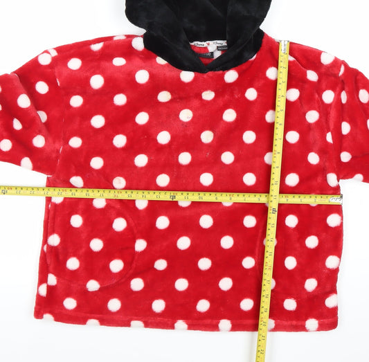 Disney Girls Minnie Mouse Red Polka Dot Fleece Hoodie 4-5Y