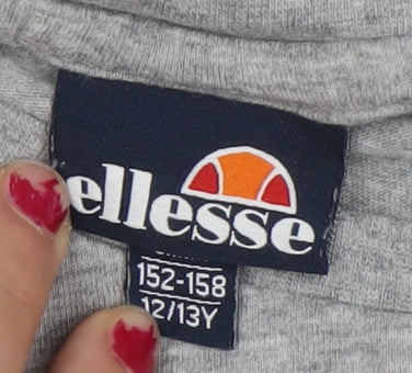 Ellesse Boys Grey Logo T-Shirt 12-13 Years Short Sleeve Cotton